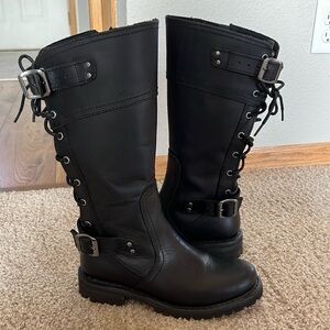 Harley-Davidson® Women's Alexa Back Lace Black Leather Motorcycle Boots